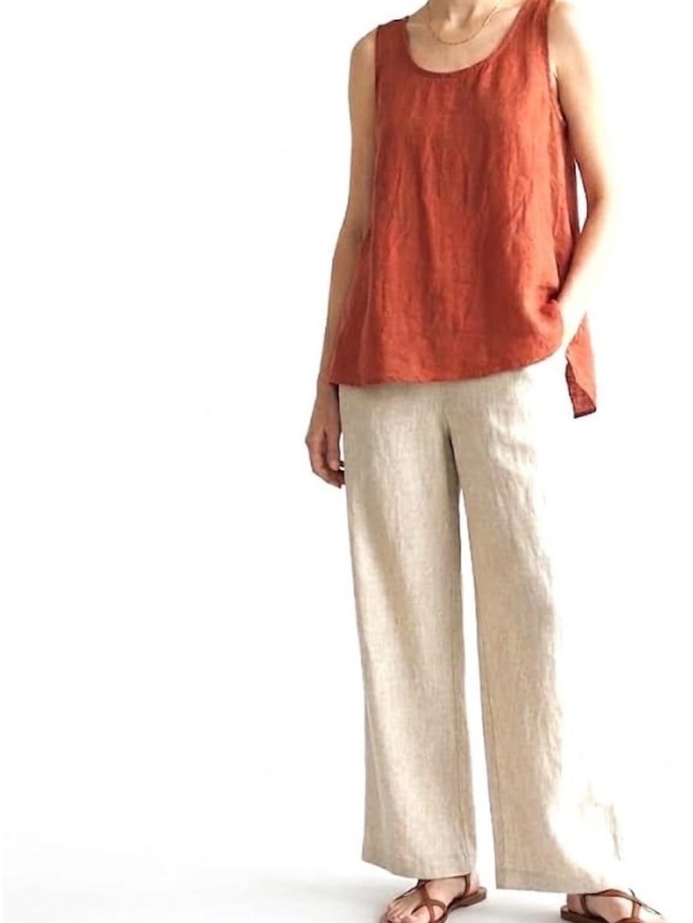 Linen Scoop Neck Tank Top